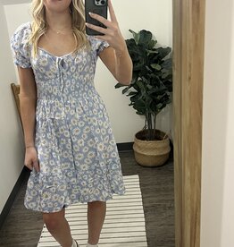 In Loom Smocked Floral Sweetheart Mini Dress