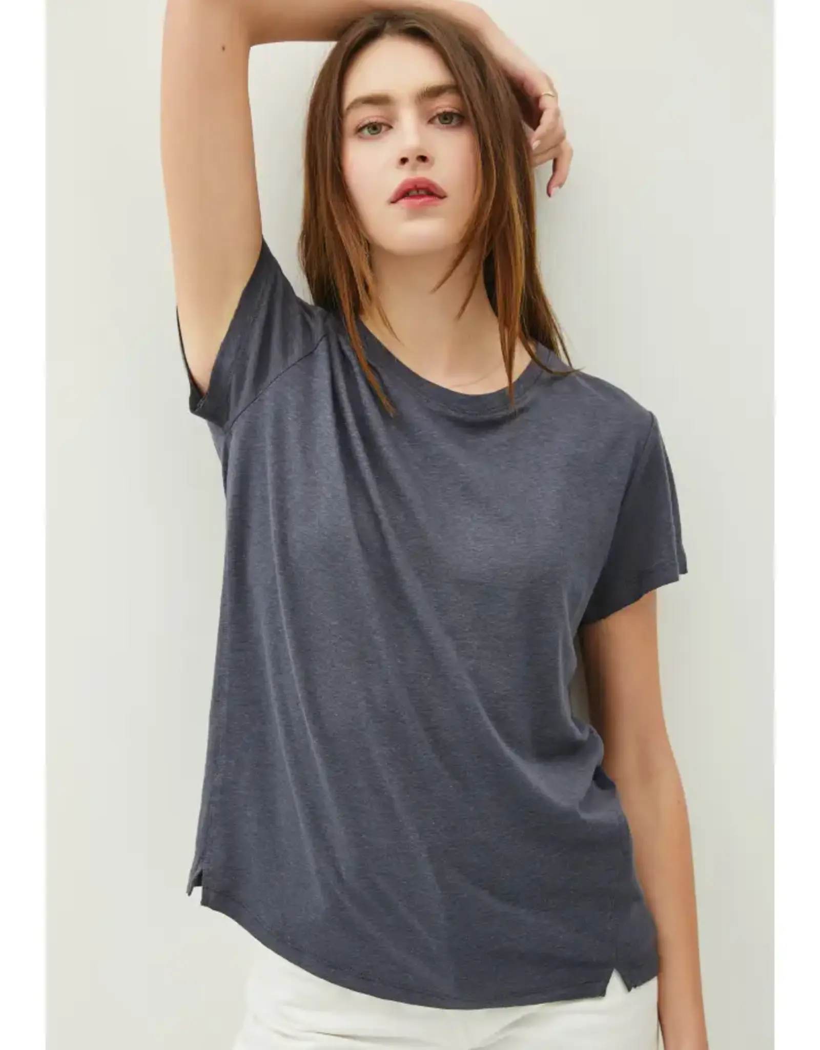 Linen Blend Round Neck T-Shirt