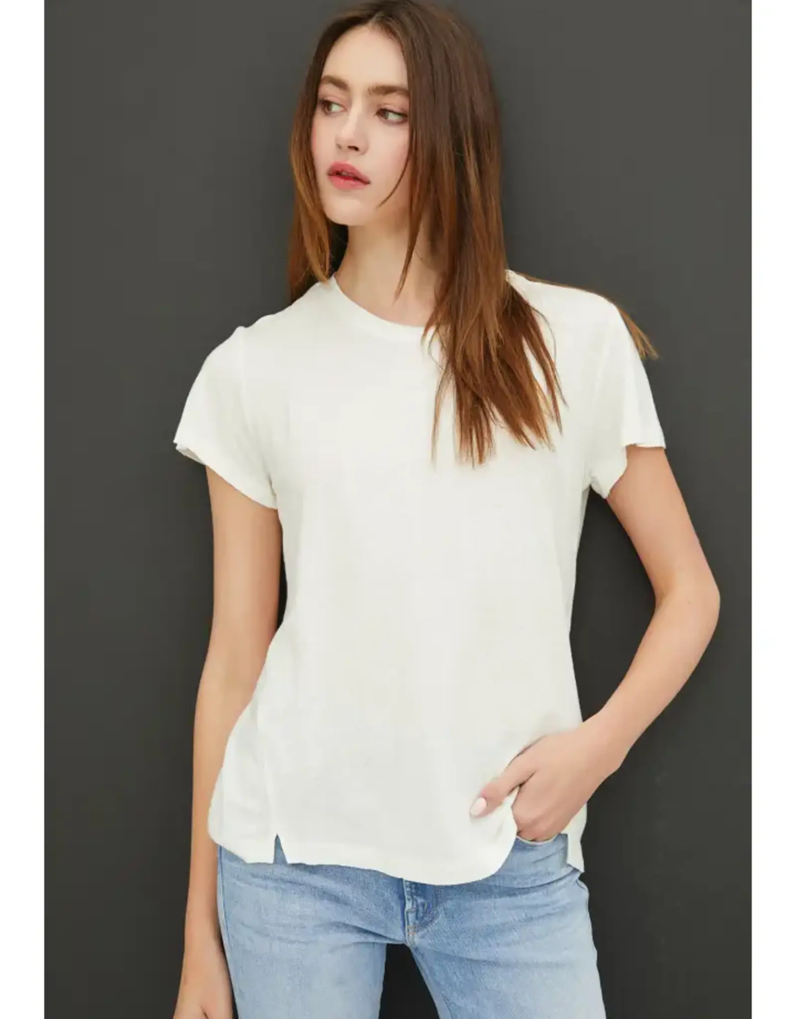 Linen Blend Round Neck T-Shirt