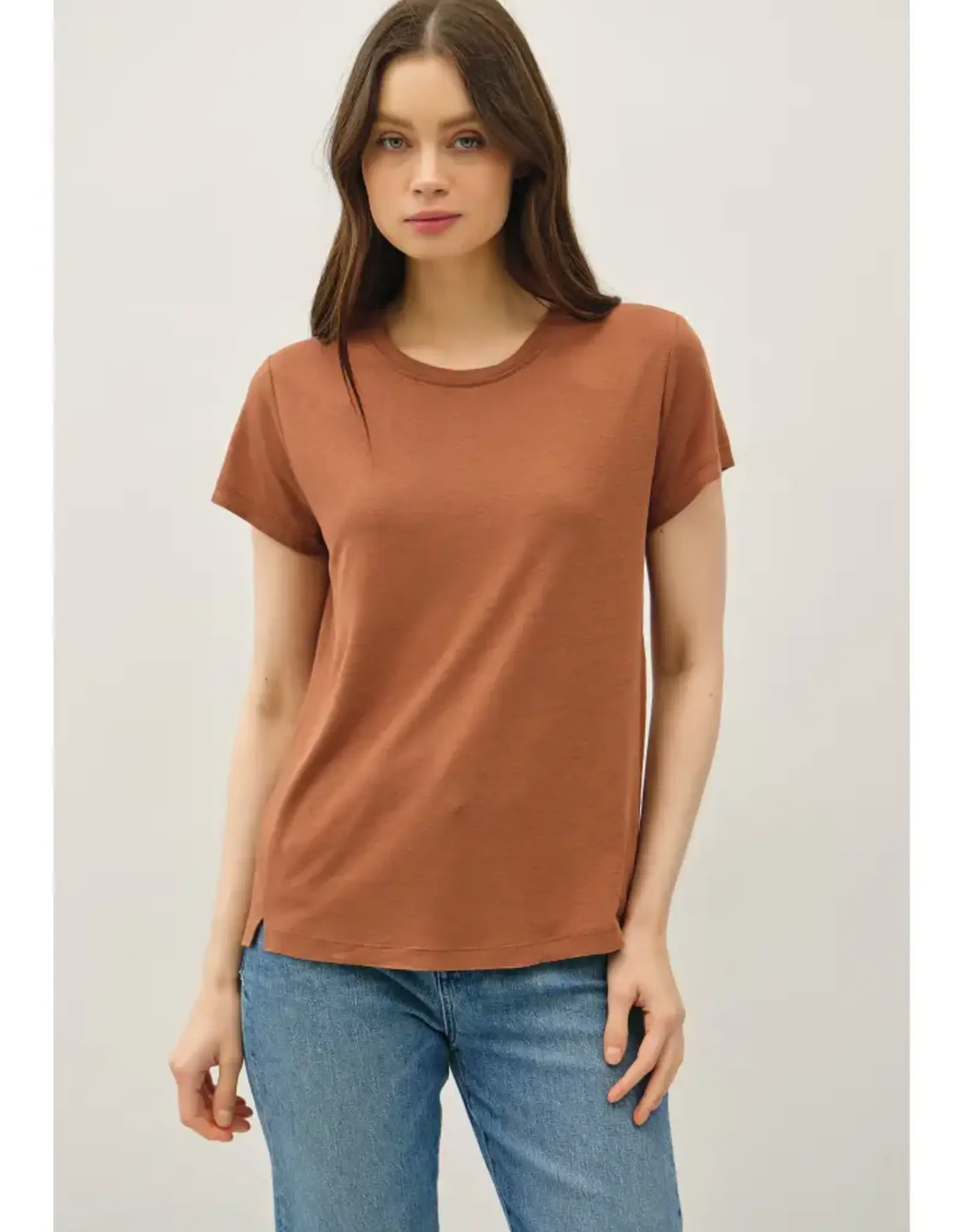 Linen Blend Round Neck T-Shirt