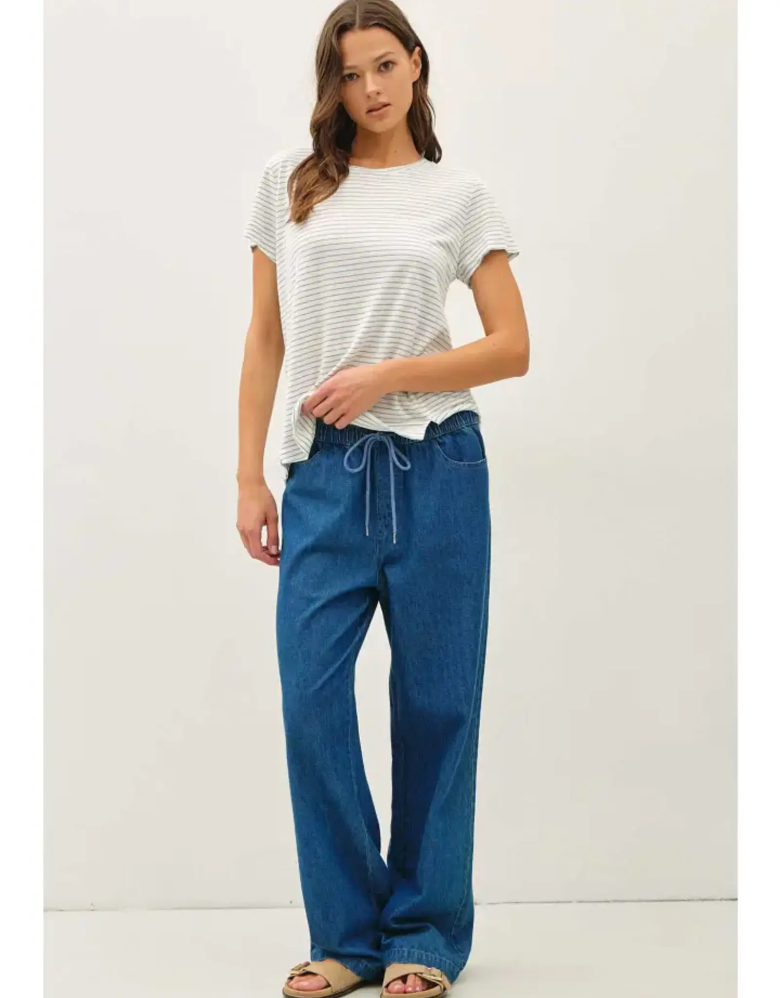 Pull On Wide Leg Denim Pant