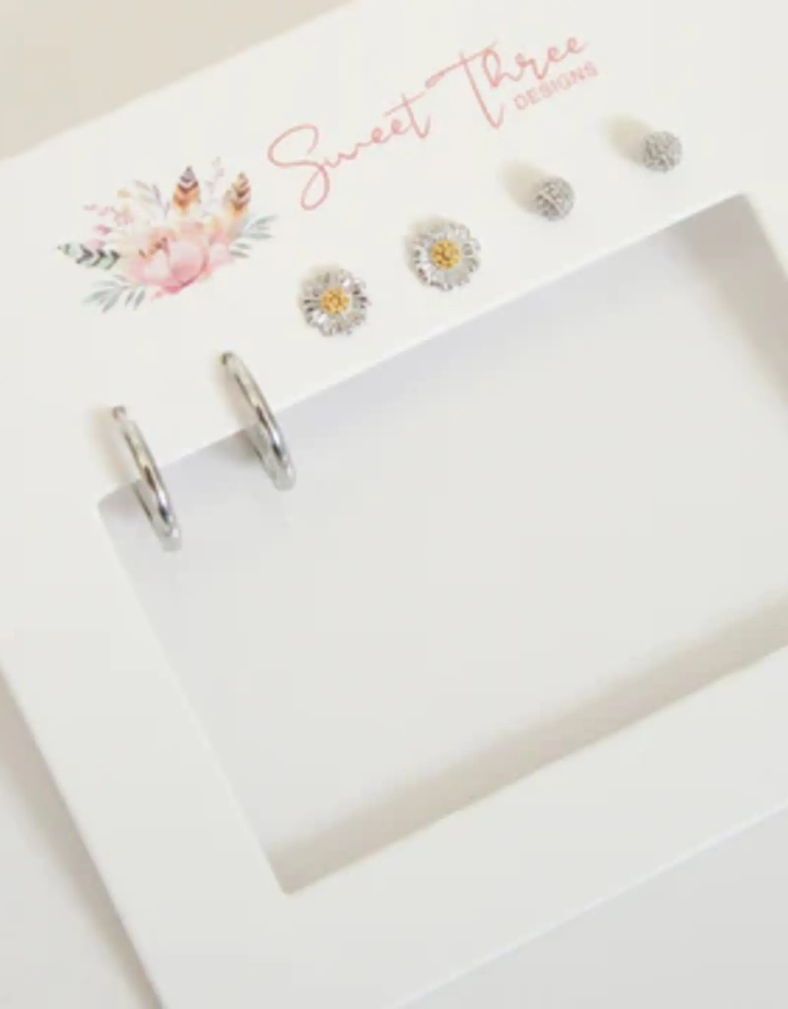 Sweet Three Designs Daisy Duke Triple Earring Set Sunflowers
