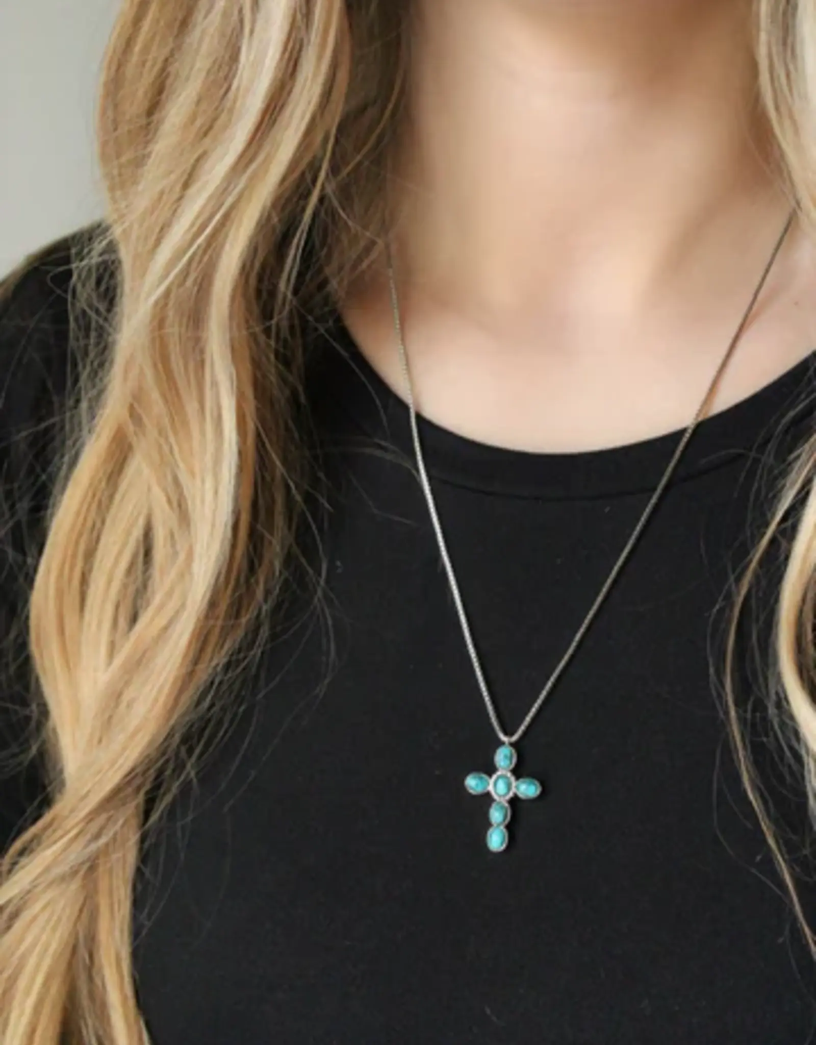 Sweet Three Designs Choosin' Texas Turquoise Cross Necklace