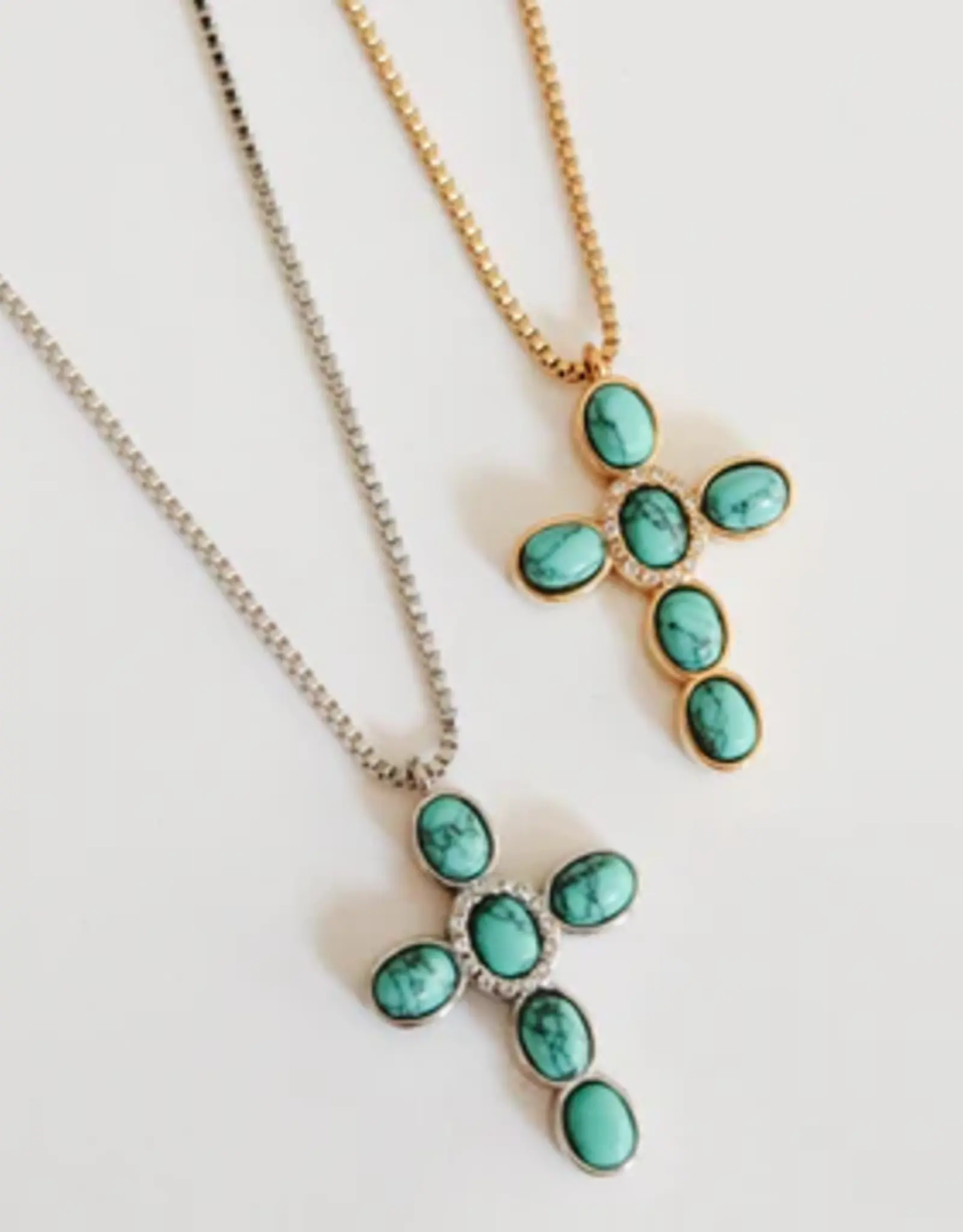Sweet Three Designs Choosin' Texas Turquoise Cross Necklace