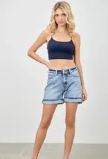 Saige Denim Midrise Embroidered Relaxed Denim Short