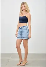 Saige Denim Midrise Embroidered Relaxed Denim Short