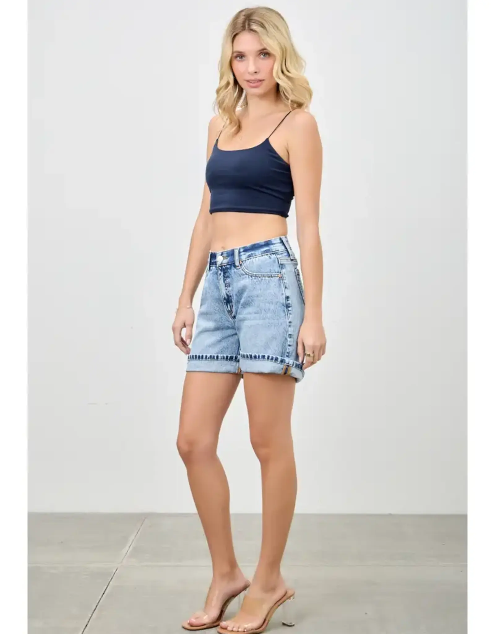 Saige Denim Midrise Embroidered Relaxed Denim Short