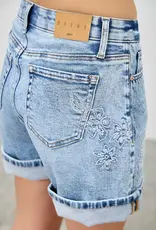 Saige Denim Midrise Embroidered Relaxed Denim Short