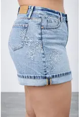 Saige Denim Plus, Midrise Embroidered Relaxed Denim Short