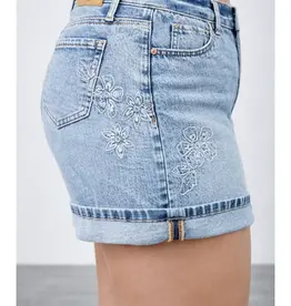 Saige Denim Plus, Midrise Embroidered Relaxed Denim Short
