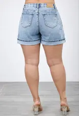 Saige Denim Plus, Midrise Embroidered Relaxed Denim Short