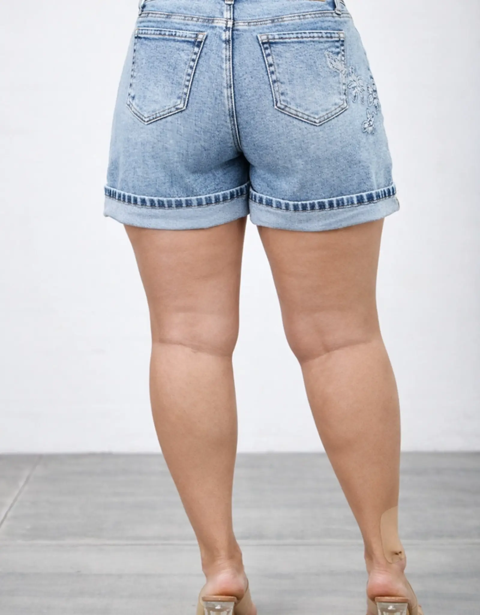 Saige Denim Plus, Midrise Embroidered Relaxed Denim Short