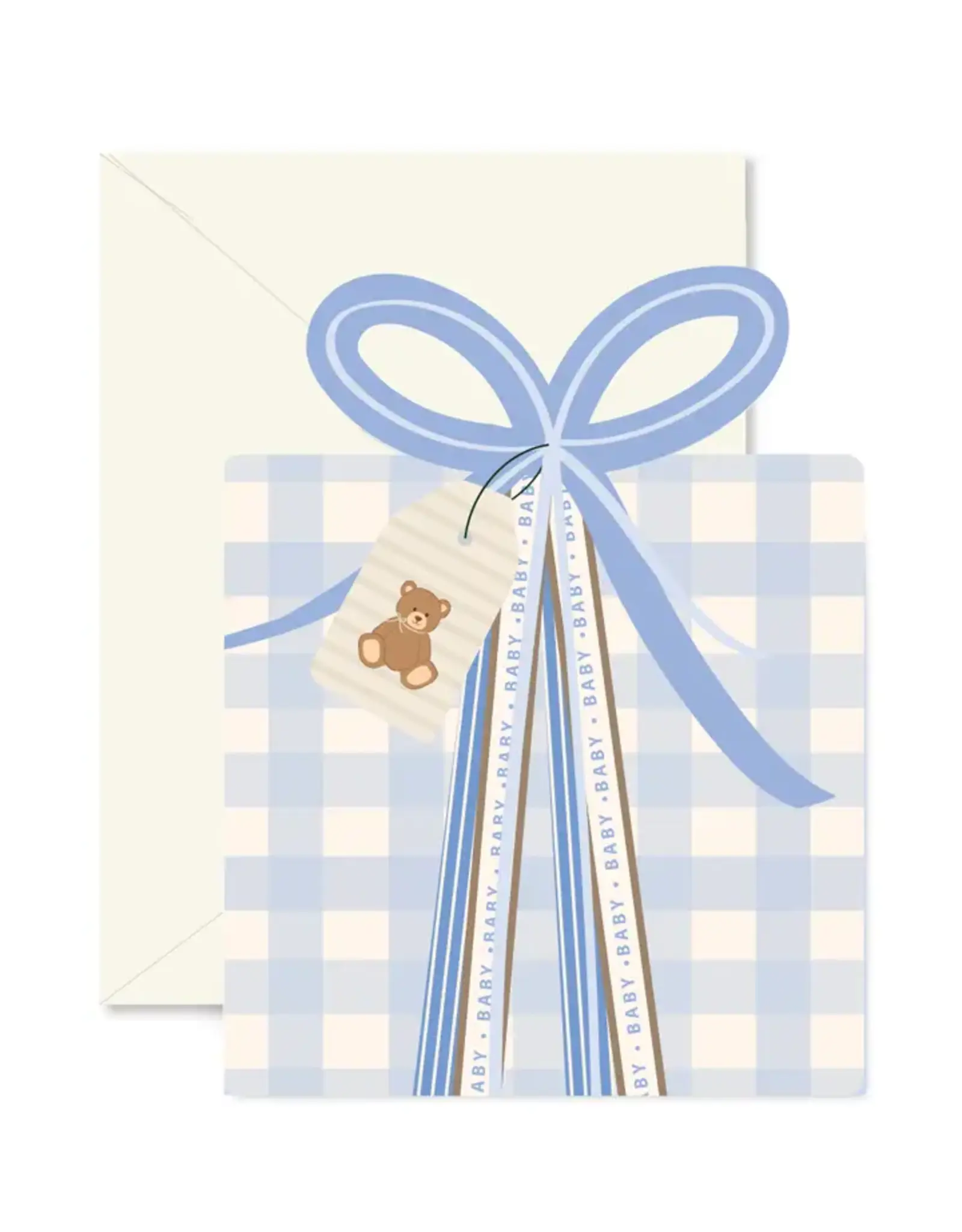 Ginger P. Designs Card, Blue Gingham Baby Gift