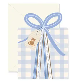 Ginger P. Designs Card, Blue Gingham Baby Gift