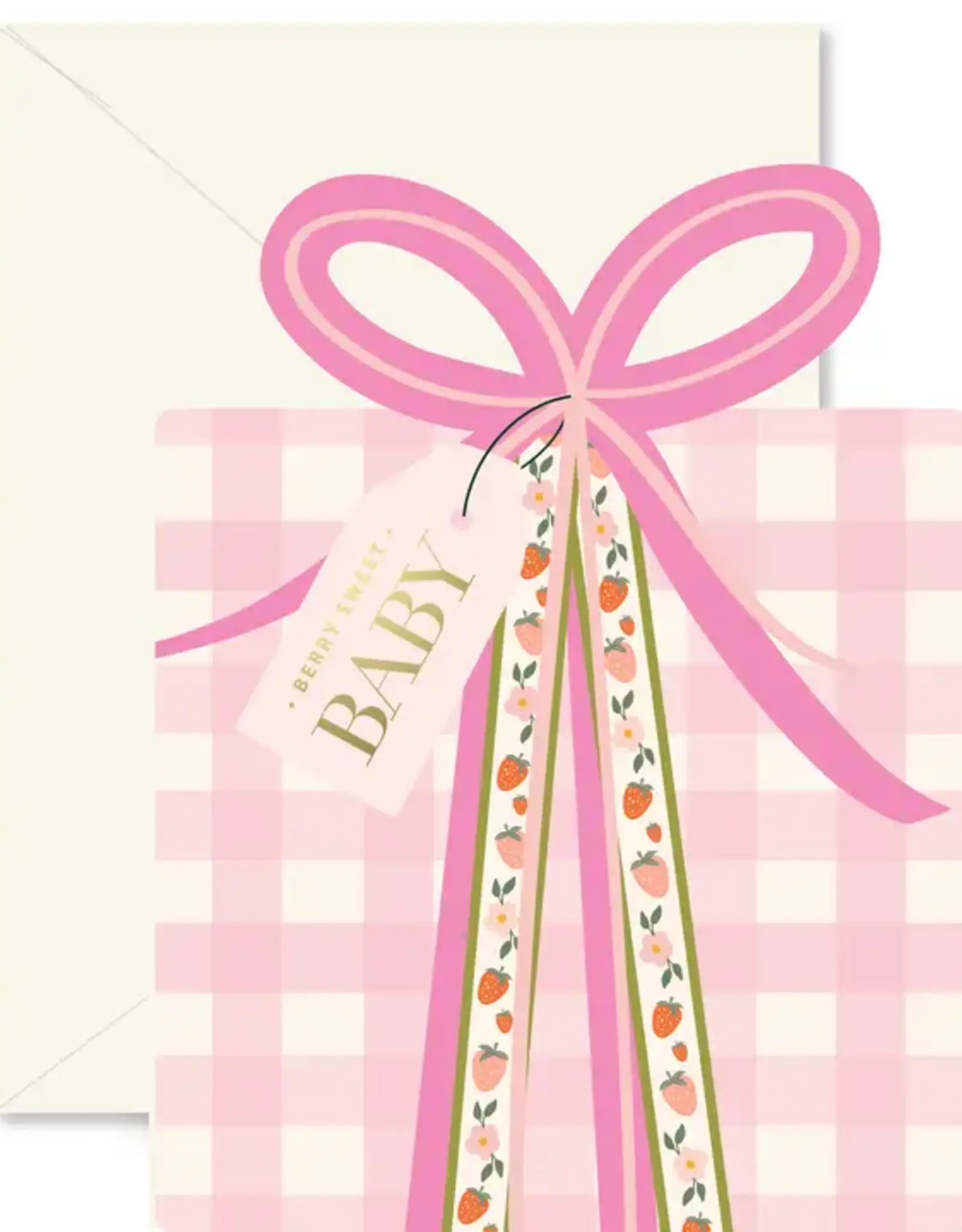 Ginger P. Designs Card, Pink Gingham Baby Gift