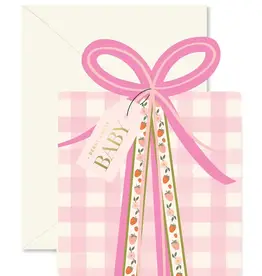 Ginger P. Designs Card, Pink Gingham Baby Gift