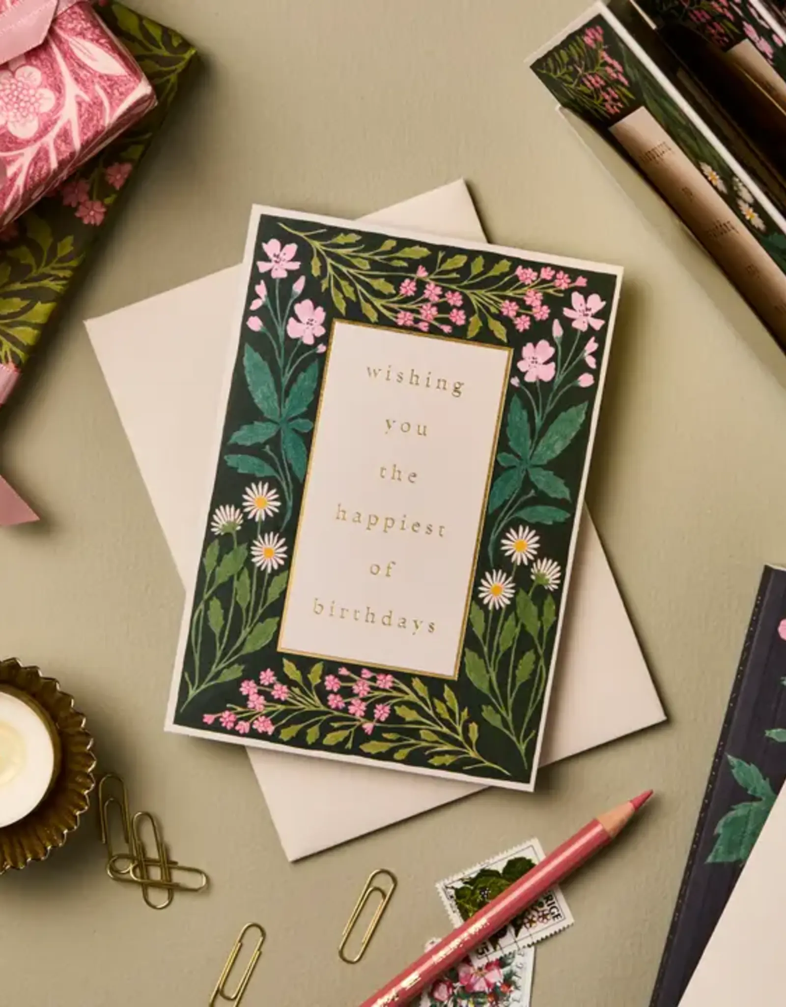 Wanderlust Paper Co Card, Meadow Border Happiest Of Birthdays