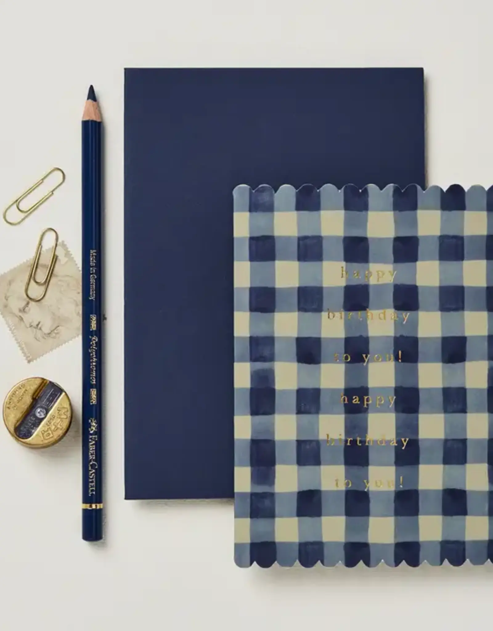 Wanderlust Paper Co Card, Blue Gingham Happy Birthday To You