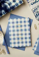 Wanderlust Paper Co Card, Mid Blue Gingham Happy Birthday