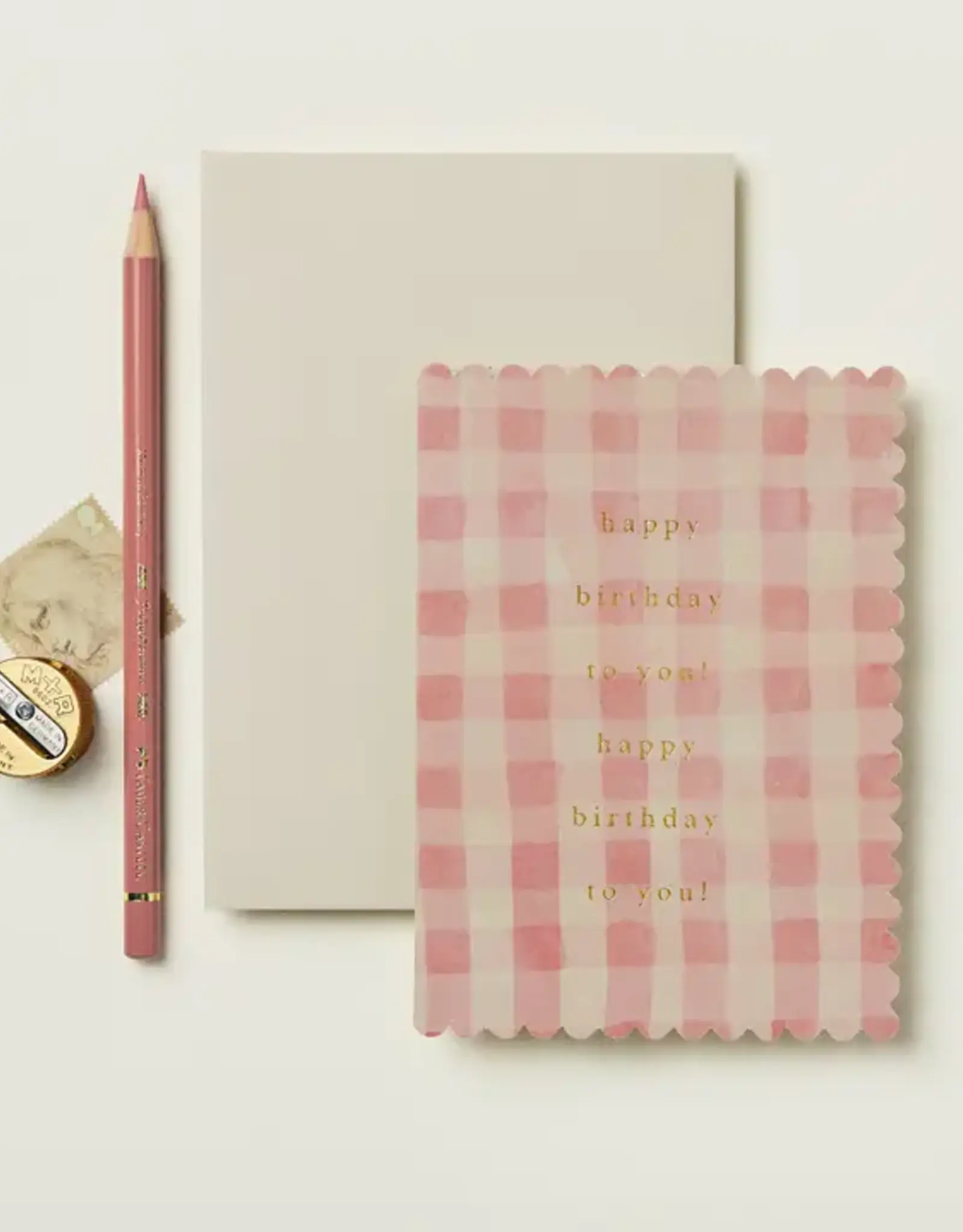 Wanderlust Paper Co Card, Pink Gingham Happy Birthday To You
