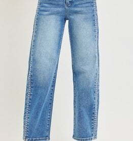 Risen Jeans High Rise Barrel Embroidered Jeans