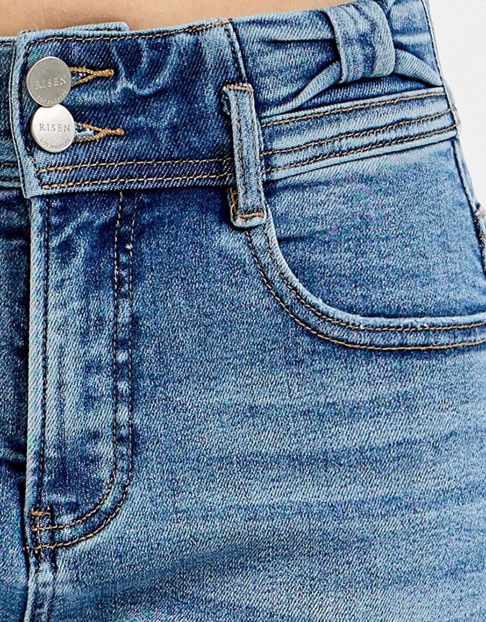 Risen Jeans Tummy Control High Rise Bow Detailed Shorts