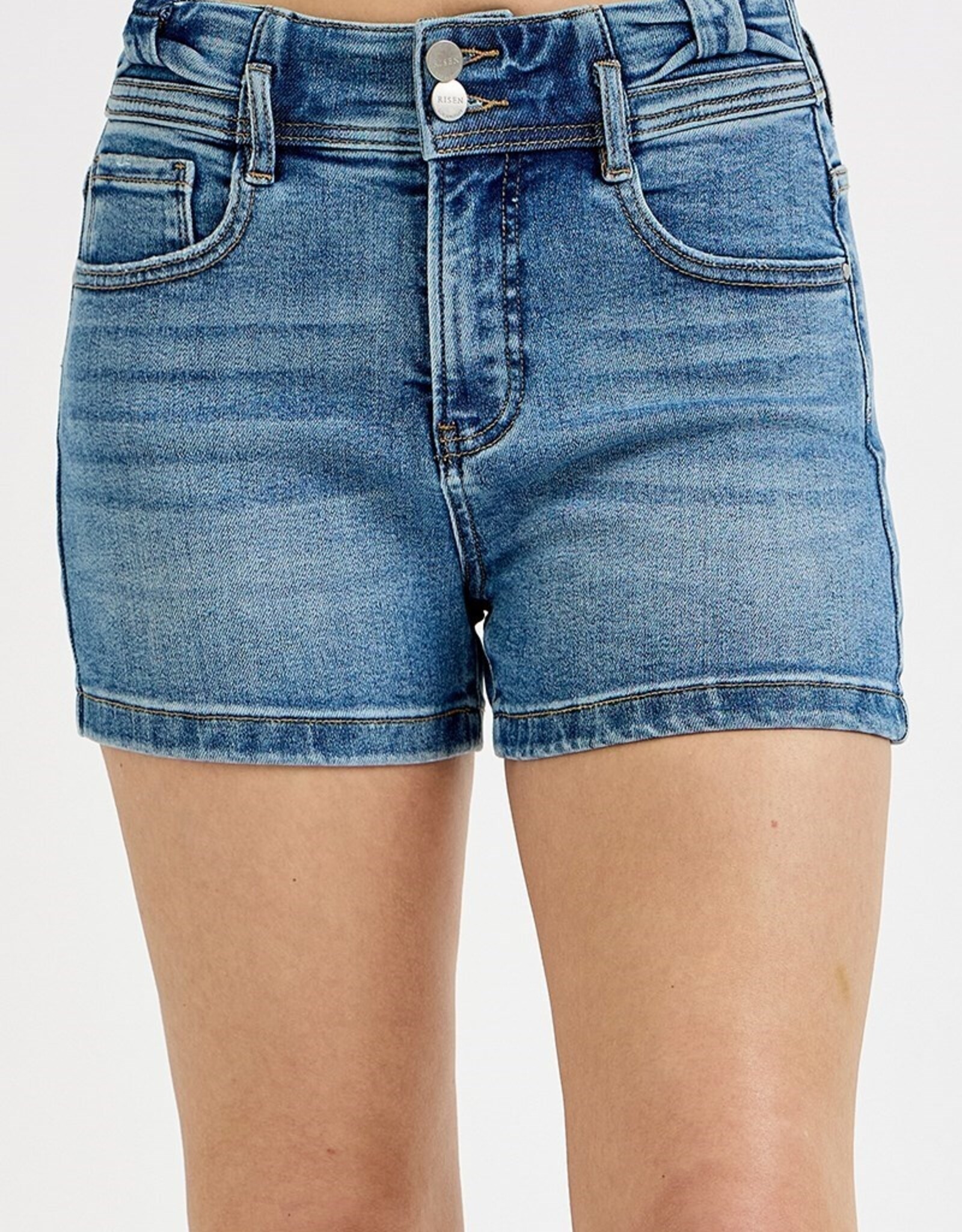 Risen Jeans Tummy Control High Rise Bow Detailed Shorts