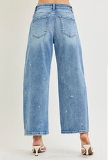 Risen Jeans Heart Embroidered Barrel Jeans