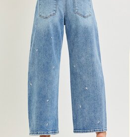 Risen Jeans Heart Embroidered Barrel Jeans