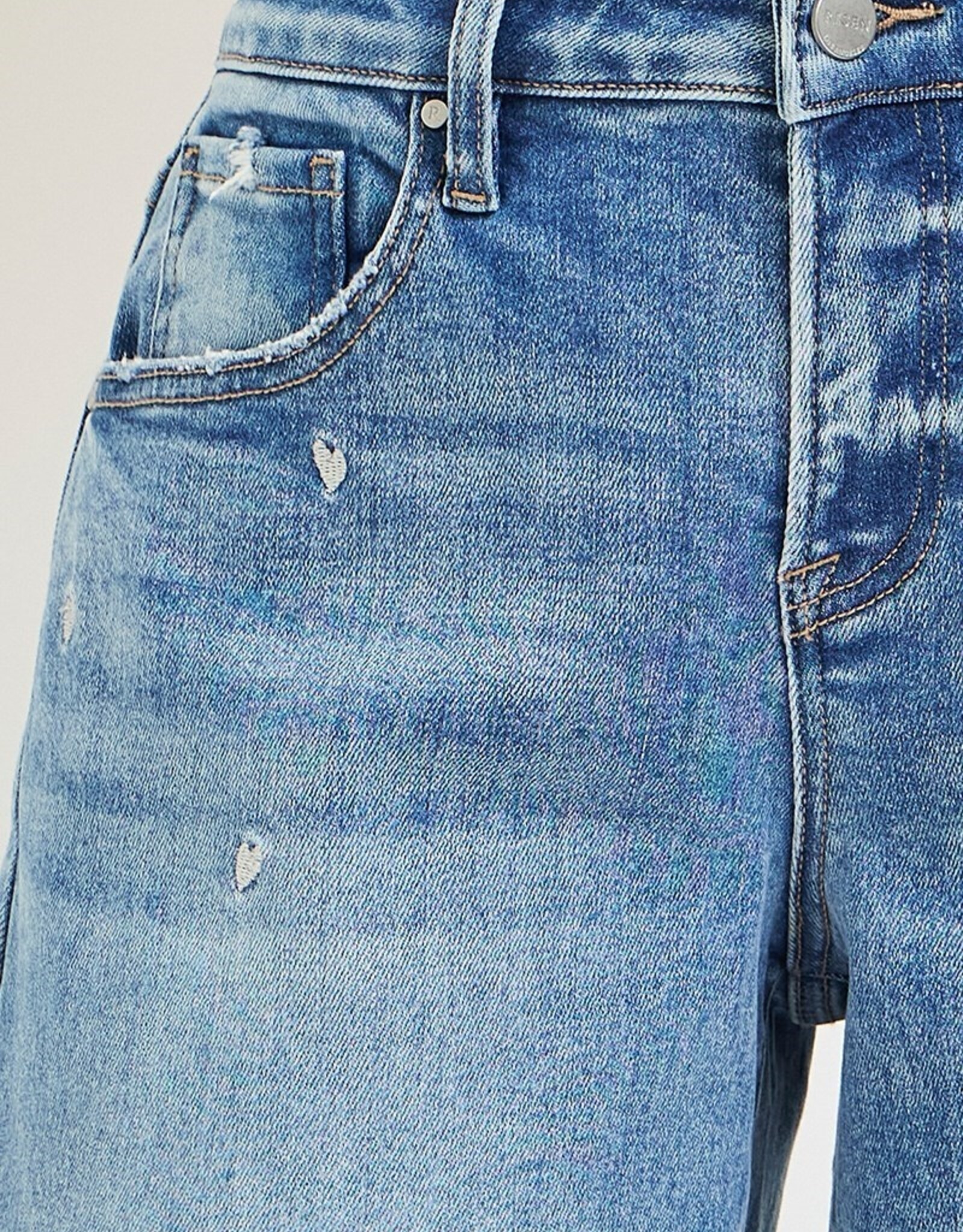 Risen Jeans Heart Embroidered Barrel Jeans