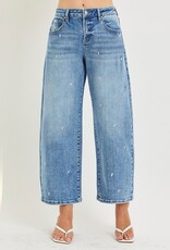 Risen Jeans Heart Embroidered Barrel Jeans