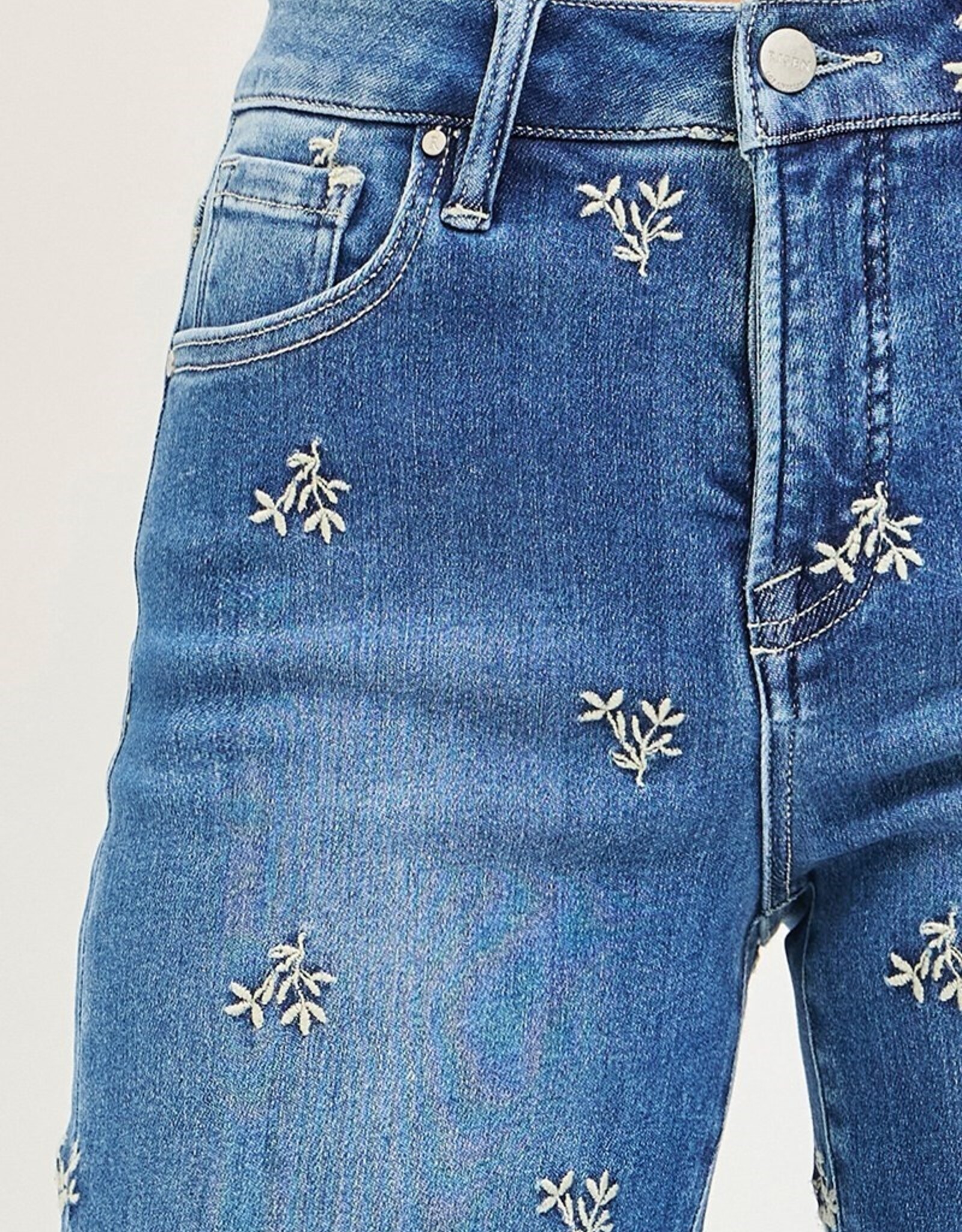 Risen Jeans Embroidered Tummy Control Jeans