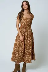 Blu Pepper Floral Sleeveless Front Hook Midi Dress