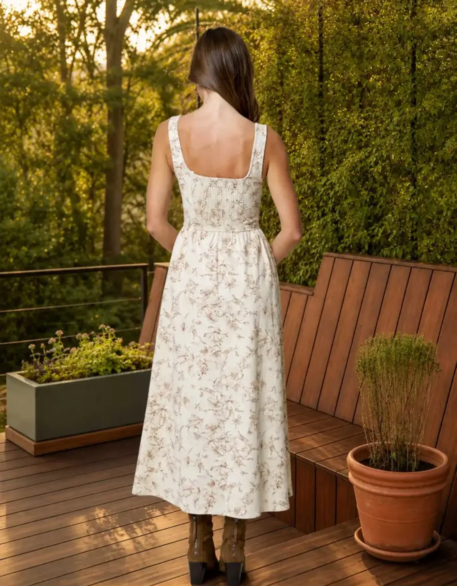 Blu Pepper Floral Sleeveless Front Hook Midi Dress