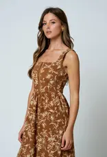 Blu Pepper Floral Sleeveless Front Hook Midi Dress