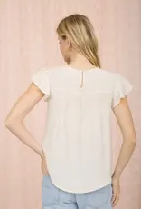 Blu Pepper Front Ladder Line Lace Detail Flounce Sleeve Top