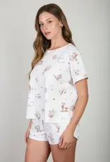 Blu Pepper Western Print Cuff Sleeve Knit Tee