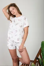 Blu Pepper Western Print Cuff Sleeve Knit Tee