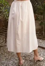 Blu Pepper Stripe Mock Button Down Midi Skirt