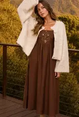 Blu Pepper Embroidered Bell Sleeve Midi Dress