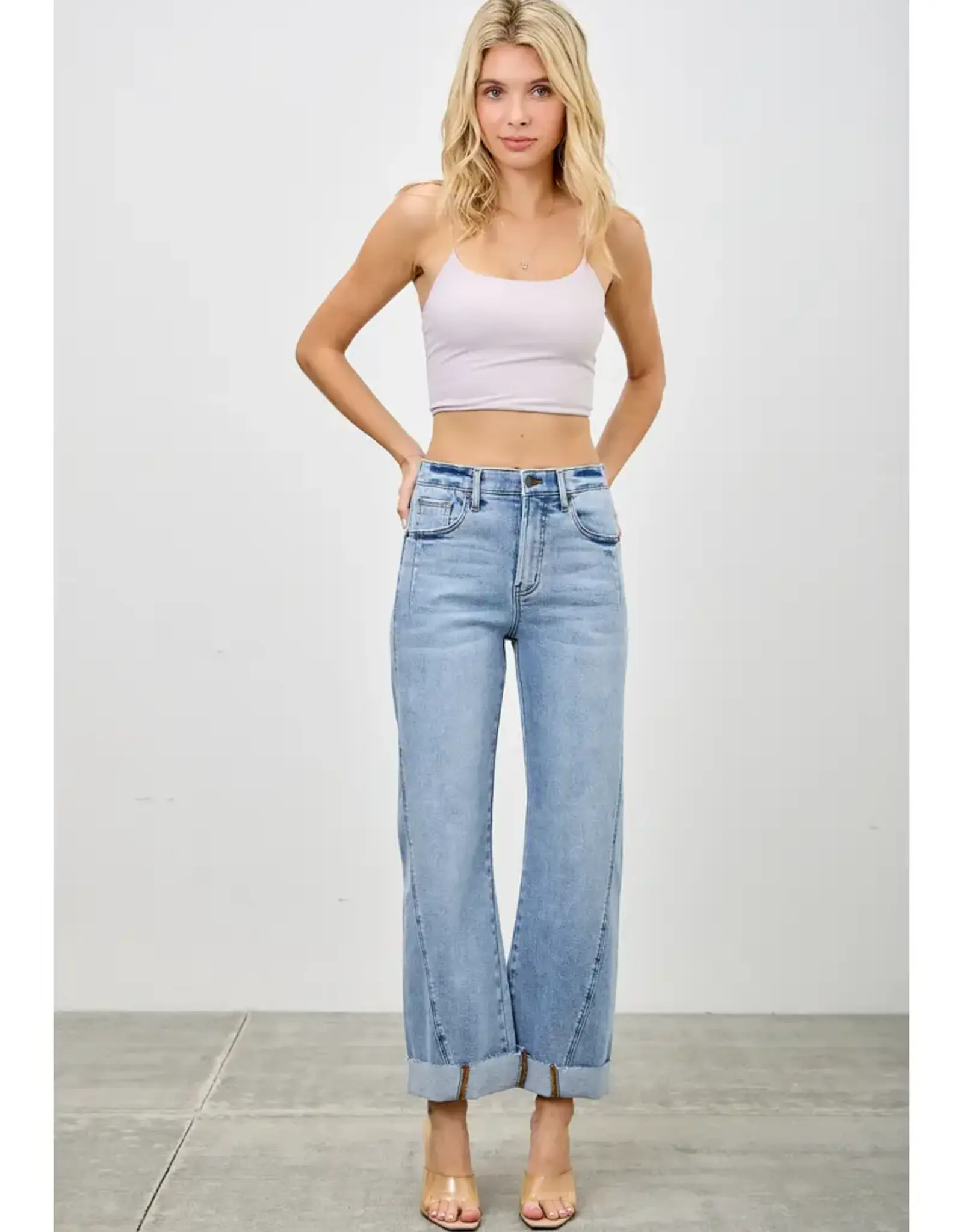Saige Denim High Rise Straight Leg With Cuff