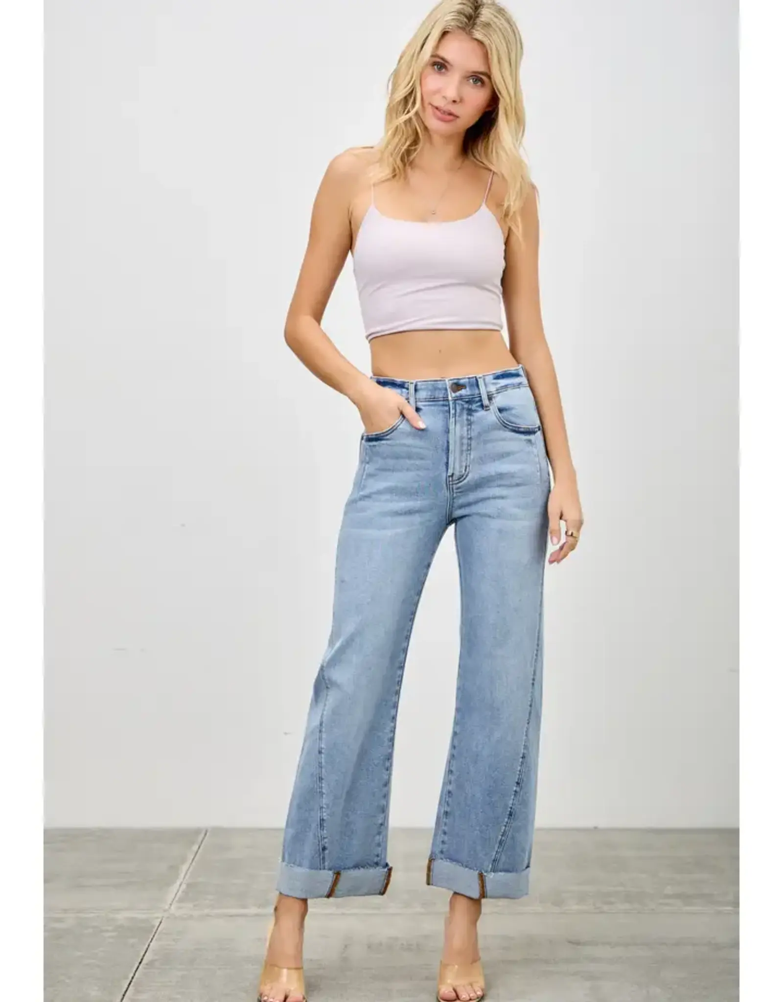 Saige Denim High Rise Straight Leg With Cuff