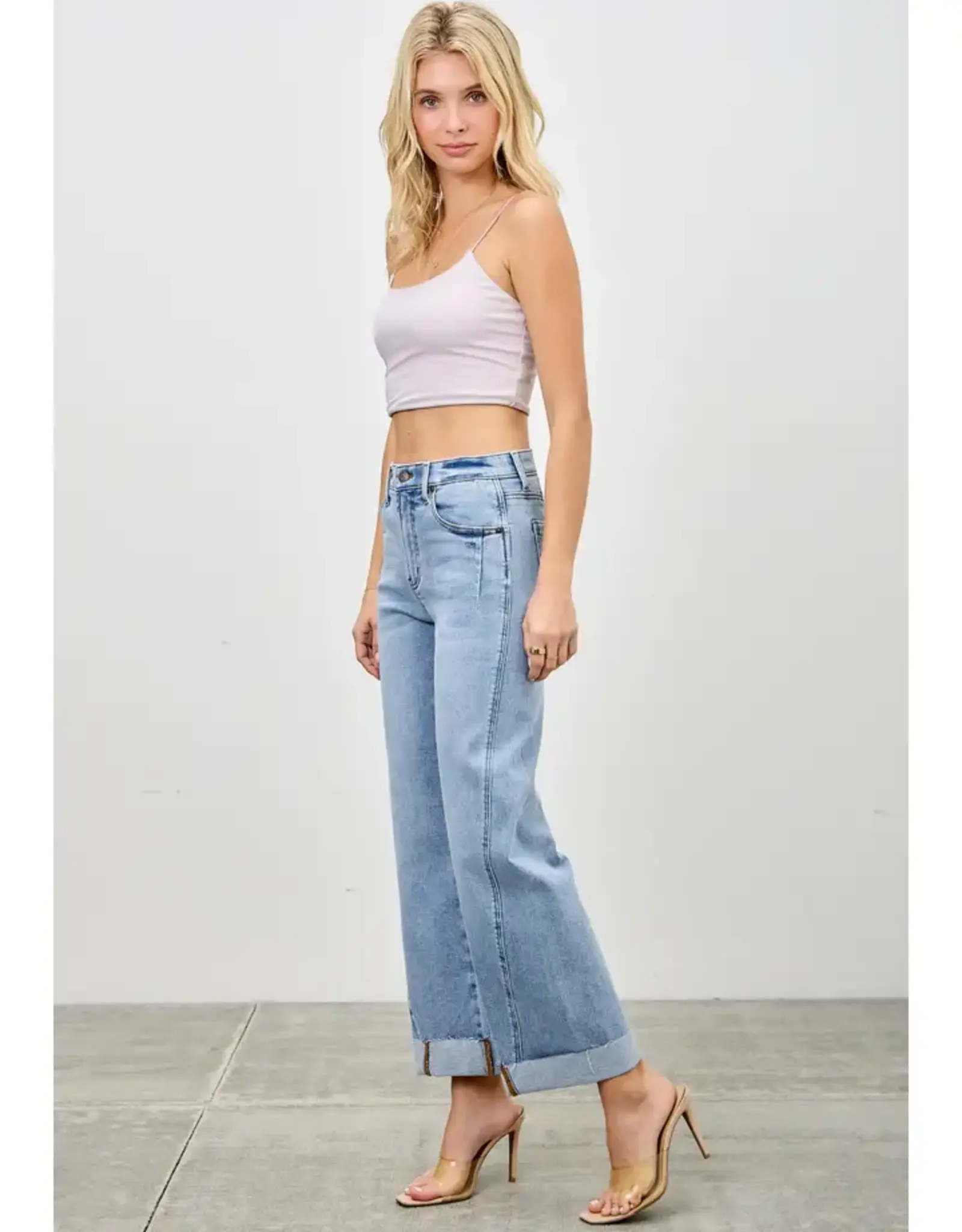 Saige Denim High Rise Straight Leg With Cuff