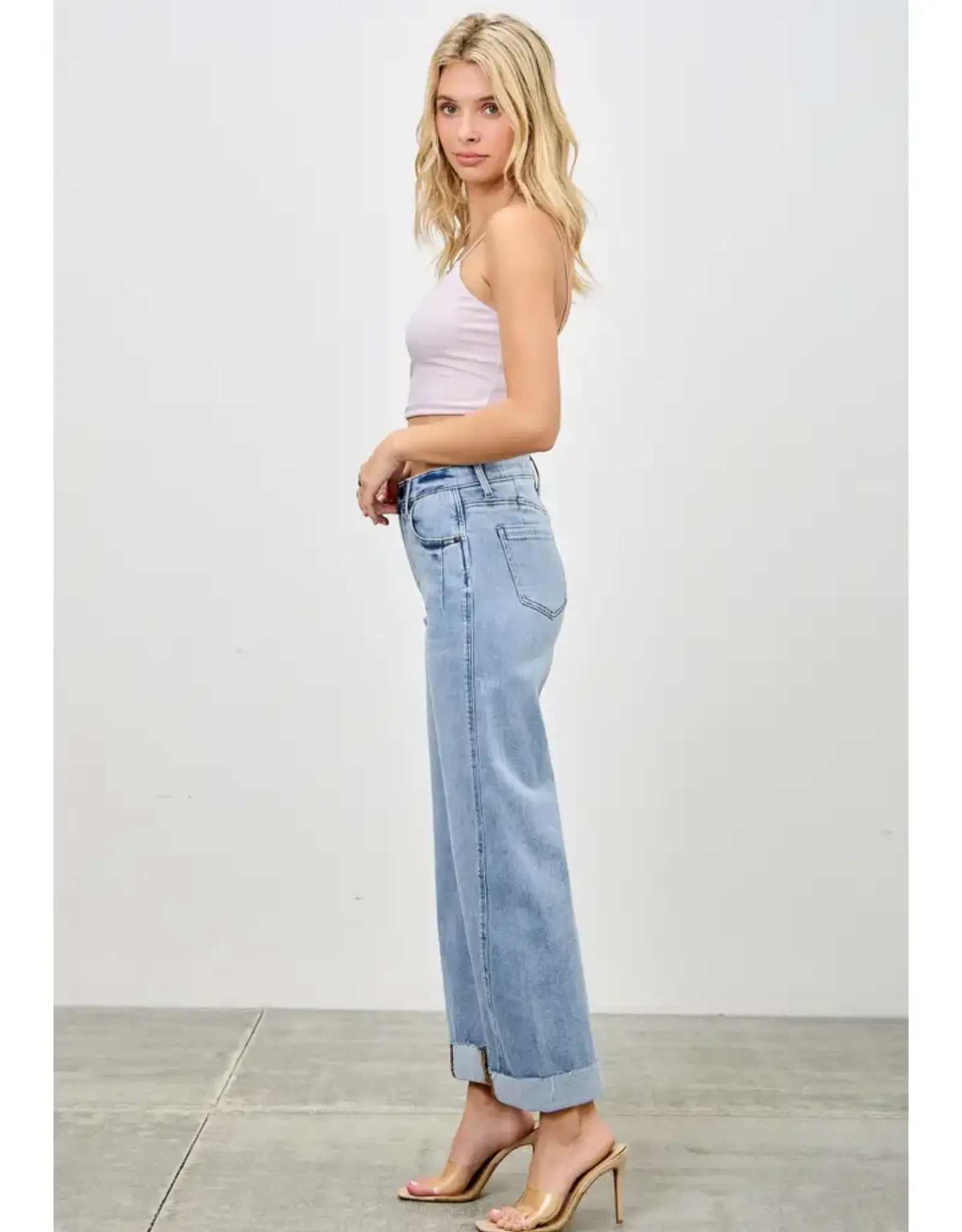 Saige Denim High Rise Straight Leg With Cuff