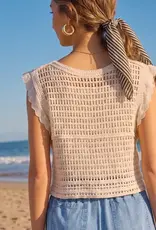 Sweet Lovely By Jen Open Knit Button Front Top