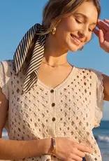 Sweet Lovely By Jen Open Knit Button Front Top
