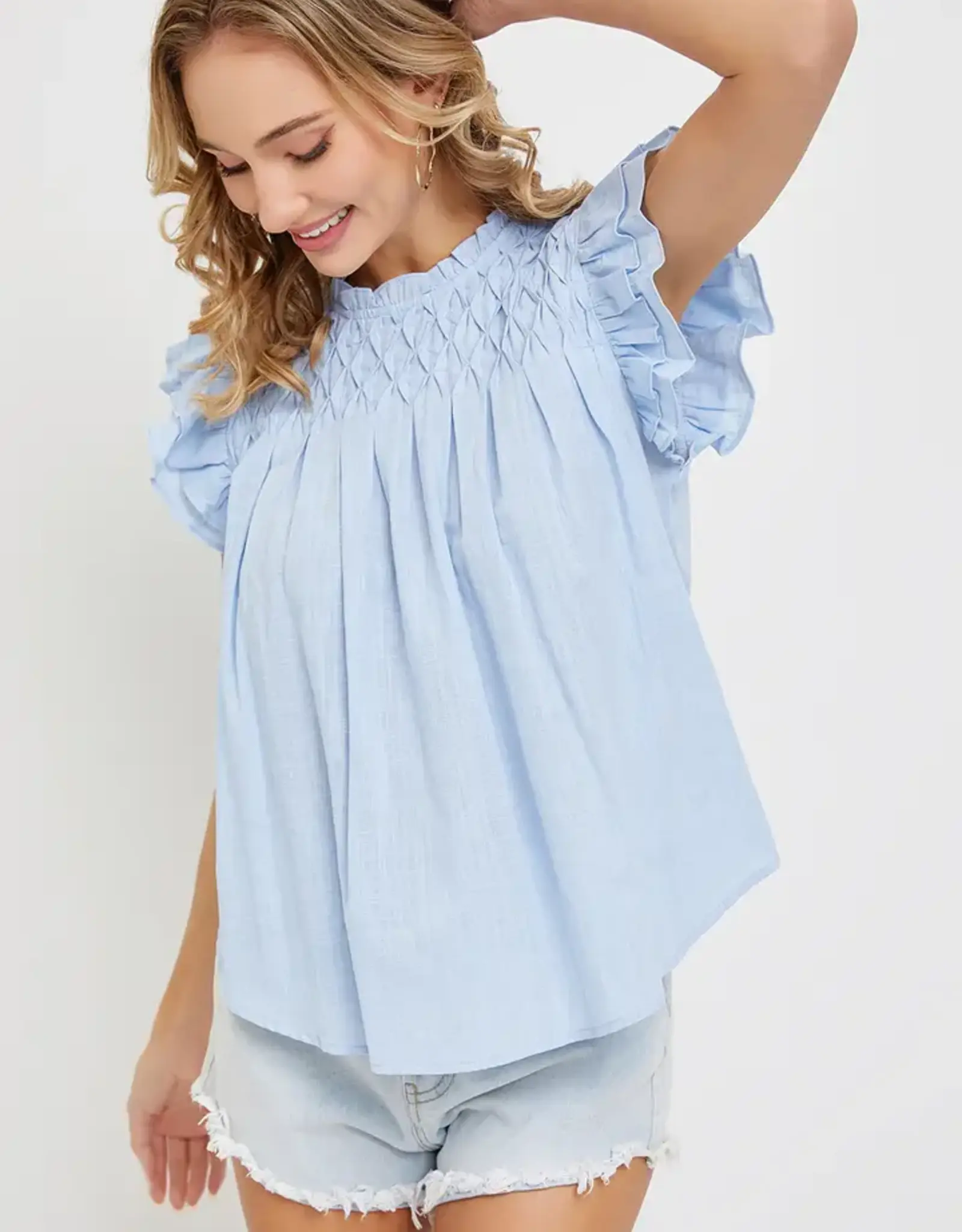 Sweet Lovely By Jen Smocked Ruffle Top