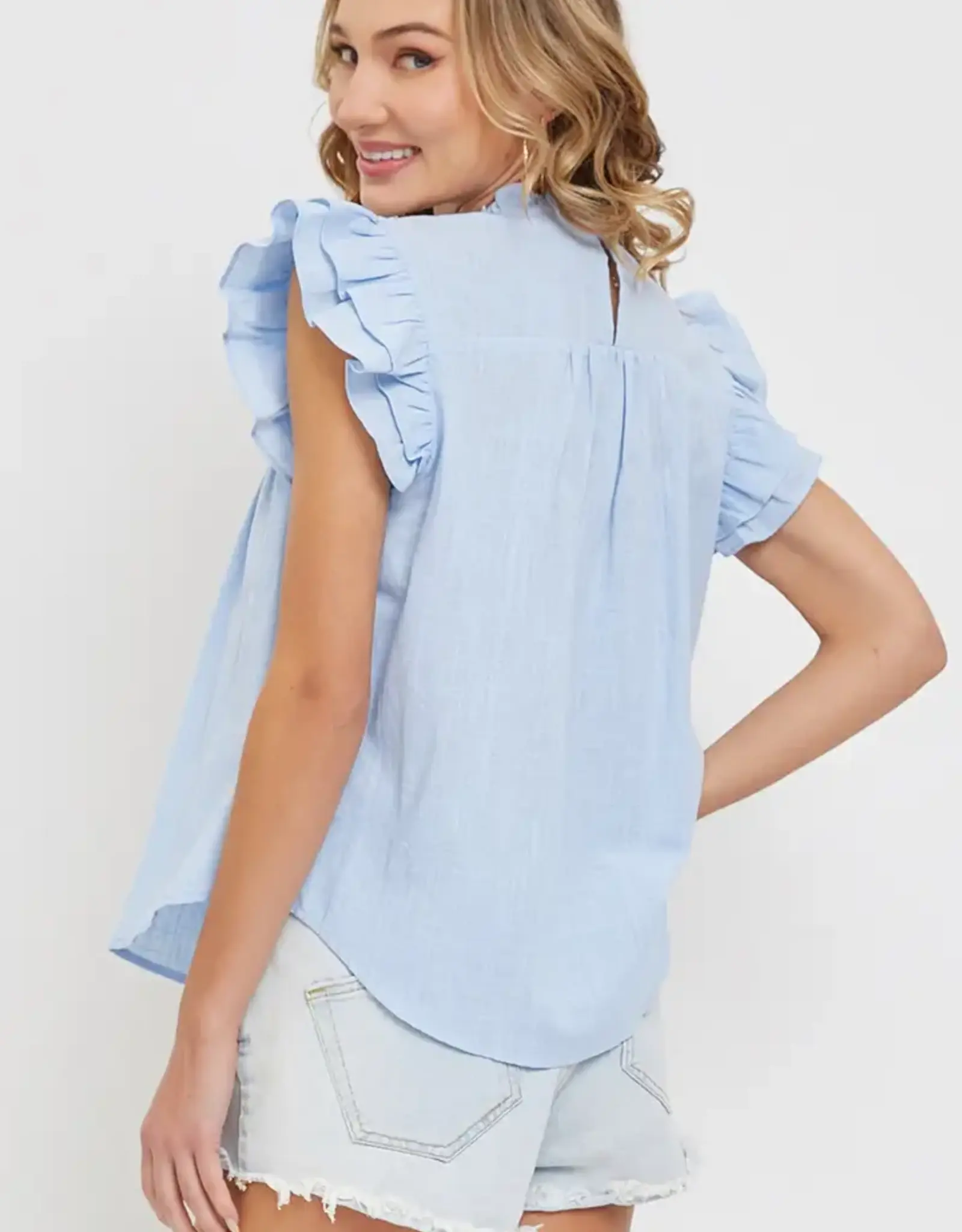 Sweet Lovely By Jen Smocked Ruffle Top