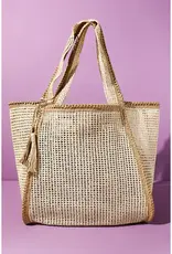 Two-Toned Woven Straw Tote Bag
