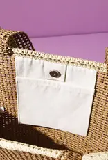 Two-Toned Woven Straw Tote Bag